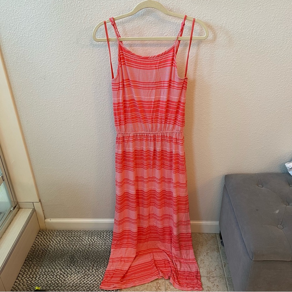 Striped Coral Maxi Dress